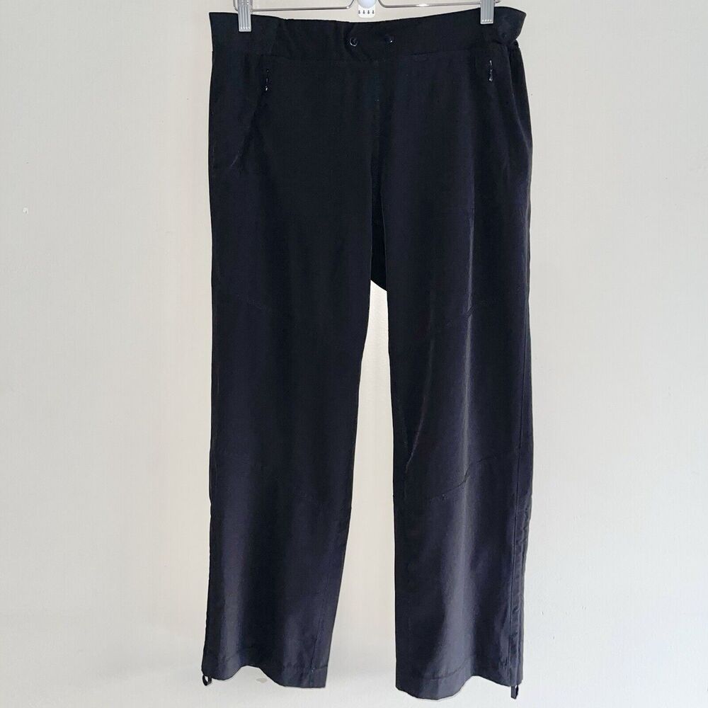 Calvin Klein Performance Active Pants Womens L Straight Leg Black Zip Up Pockets
